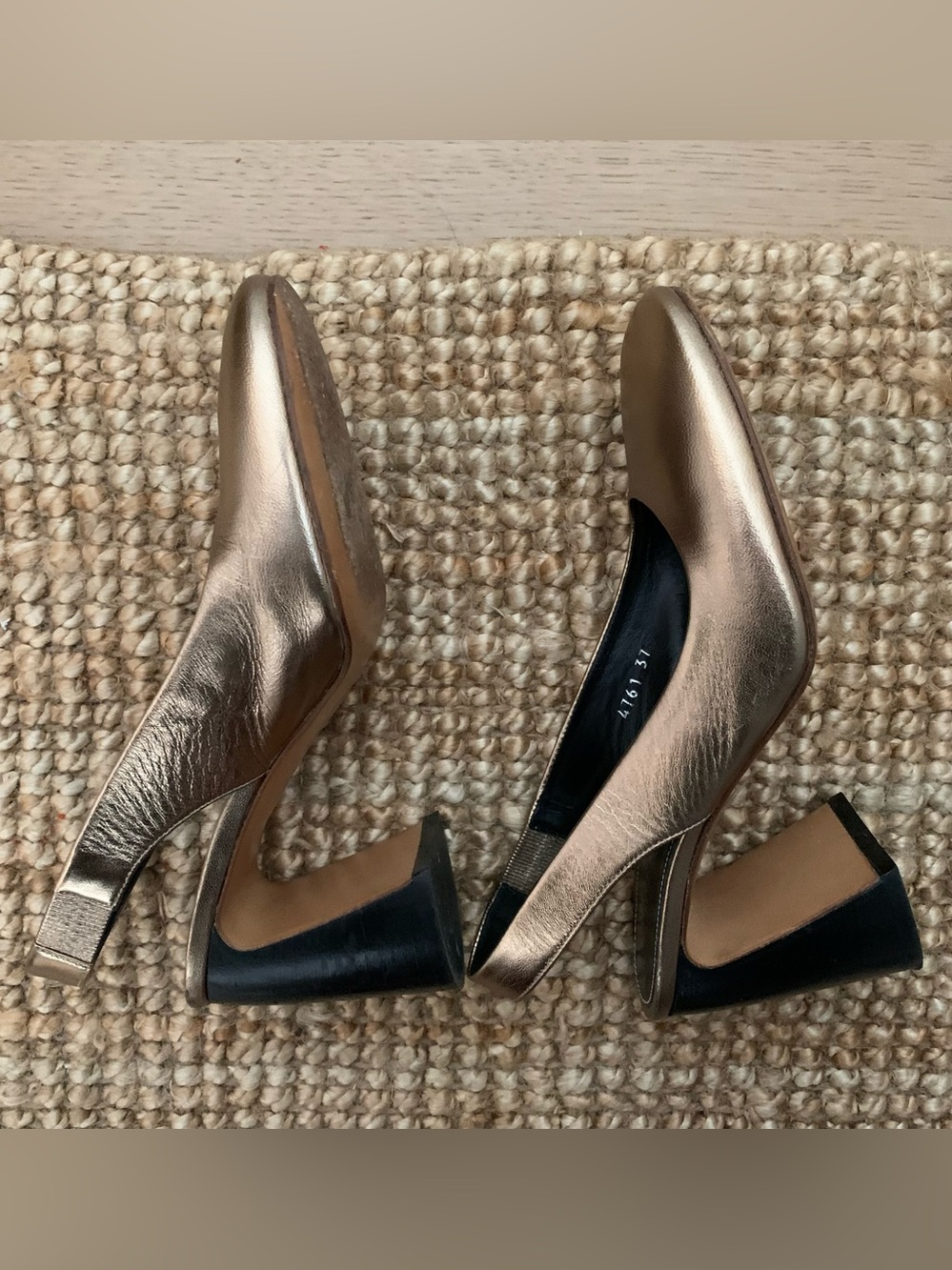 Premiata Metallic Rose Gold Block Heel Pumps for Women